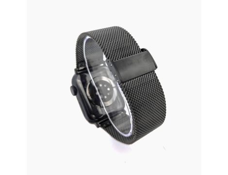 Pasek Opaska Bransoleta Mesh Metalowa z klamrą Czarny do Apple Watch 3 4 5 6 7 8 9 SE 38/40/41mm - 3